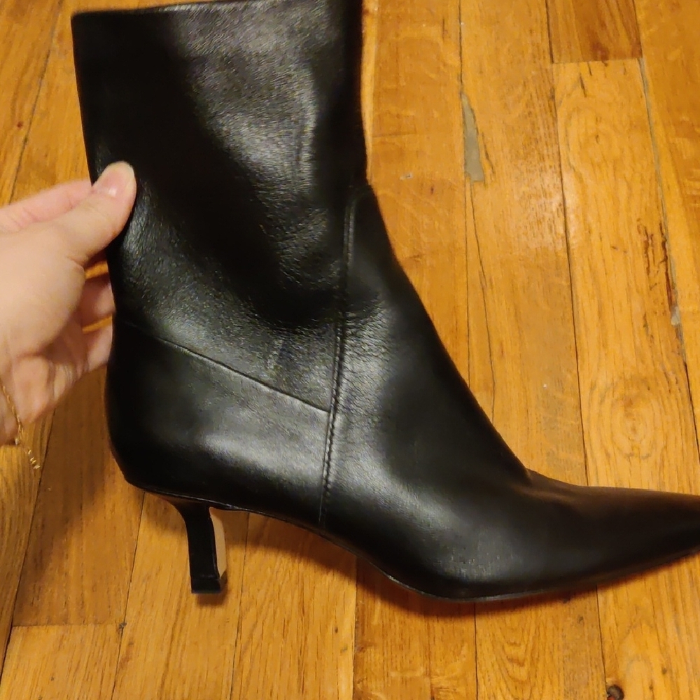 Zara Black Heeled Boots with Pointed Toe
